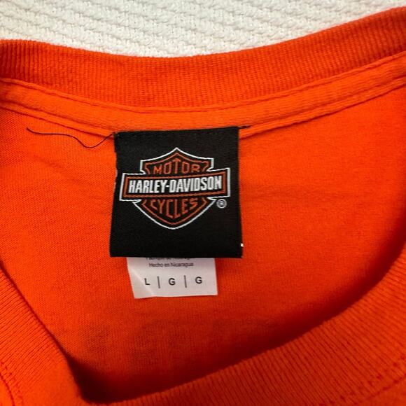 Harley Davidson Shirt Mens Large Orange Motown Detroit Michigan Biker - Picture 4 of 4